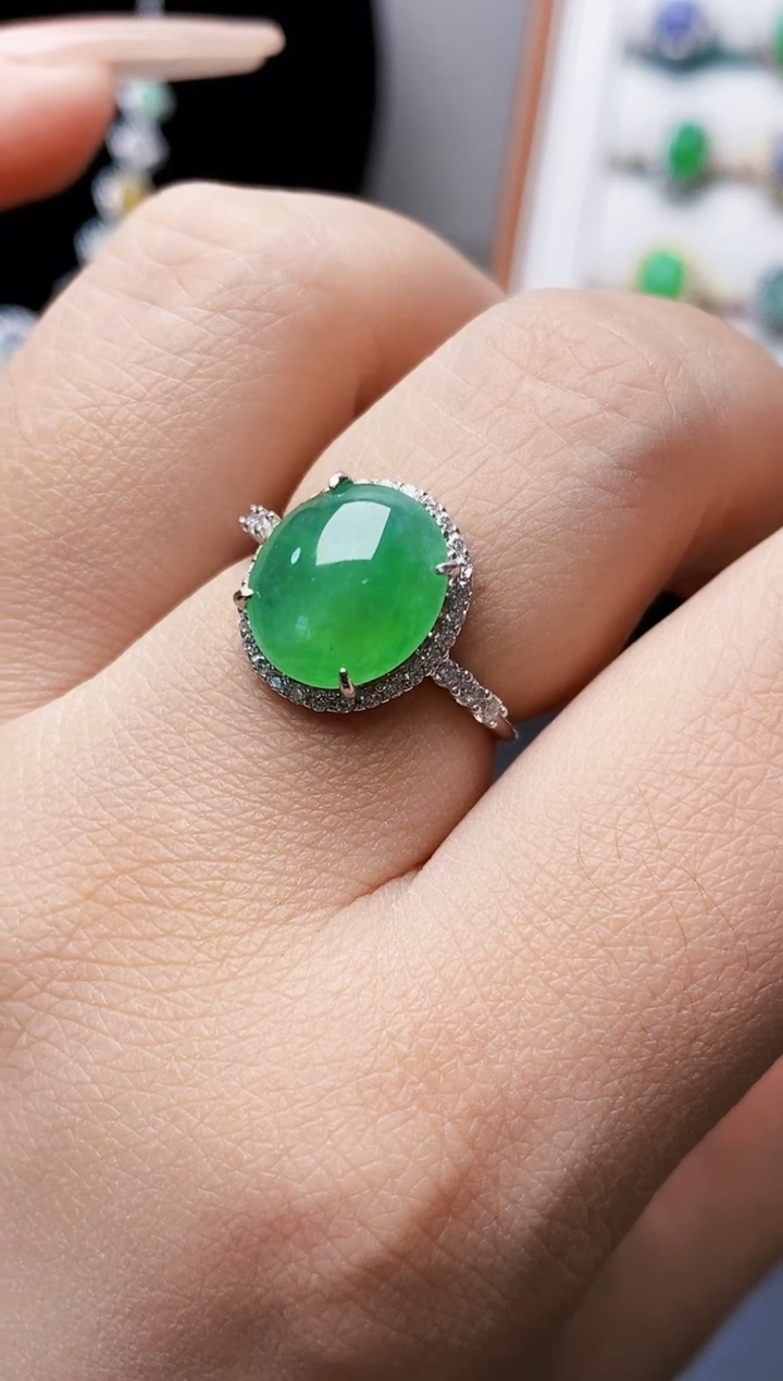 银S925镶嵌戒指翡翠0131