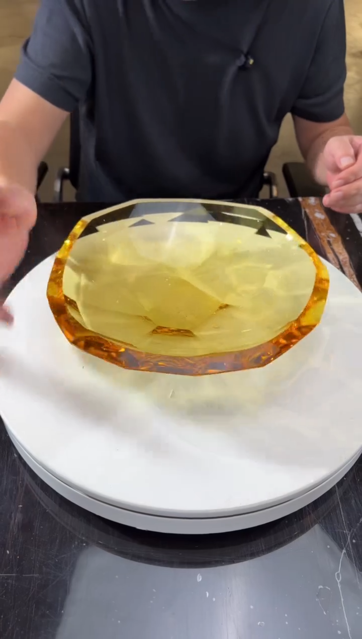 摆件0301009-3金色多切面水晶琉璃果盘