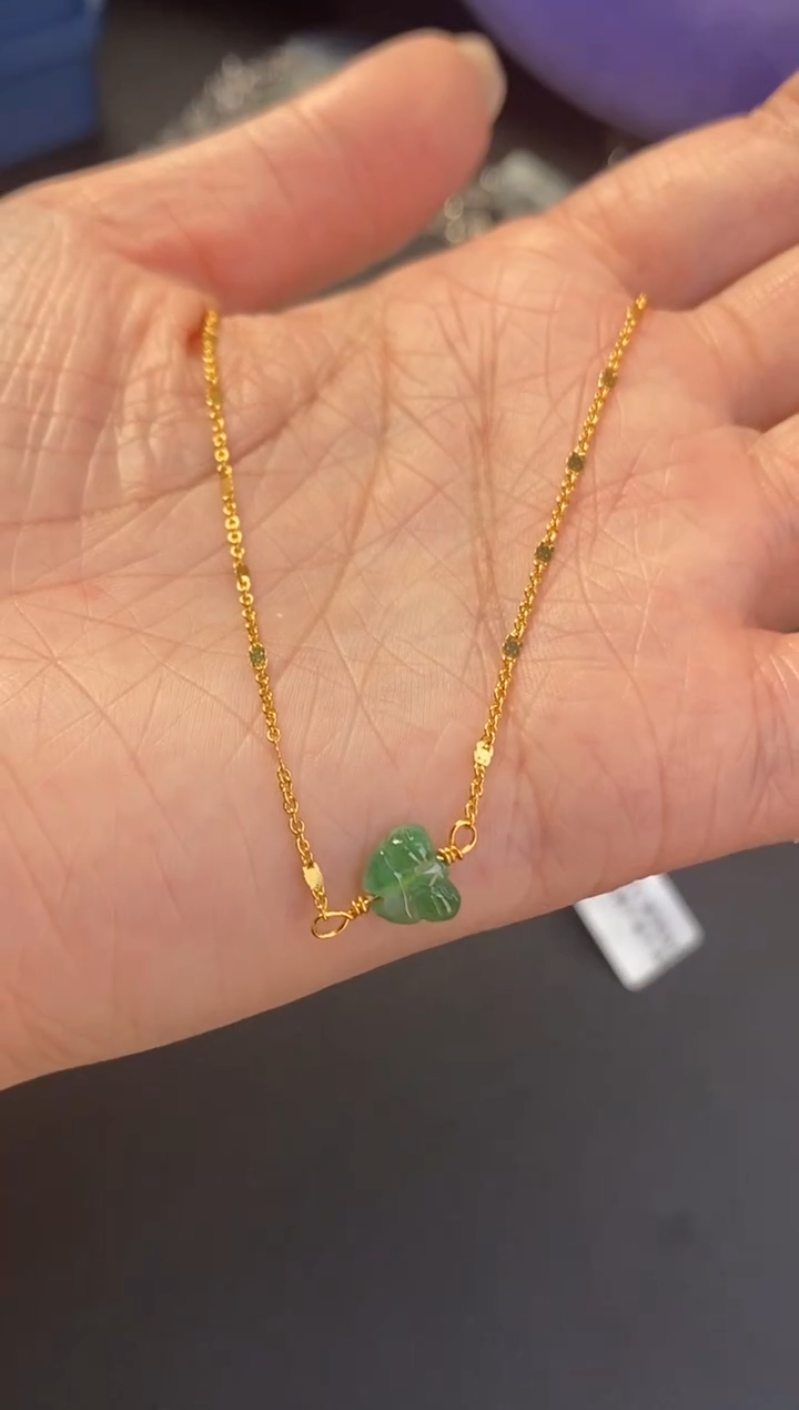 颈饰银S925镶嵌翡翠净货18080