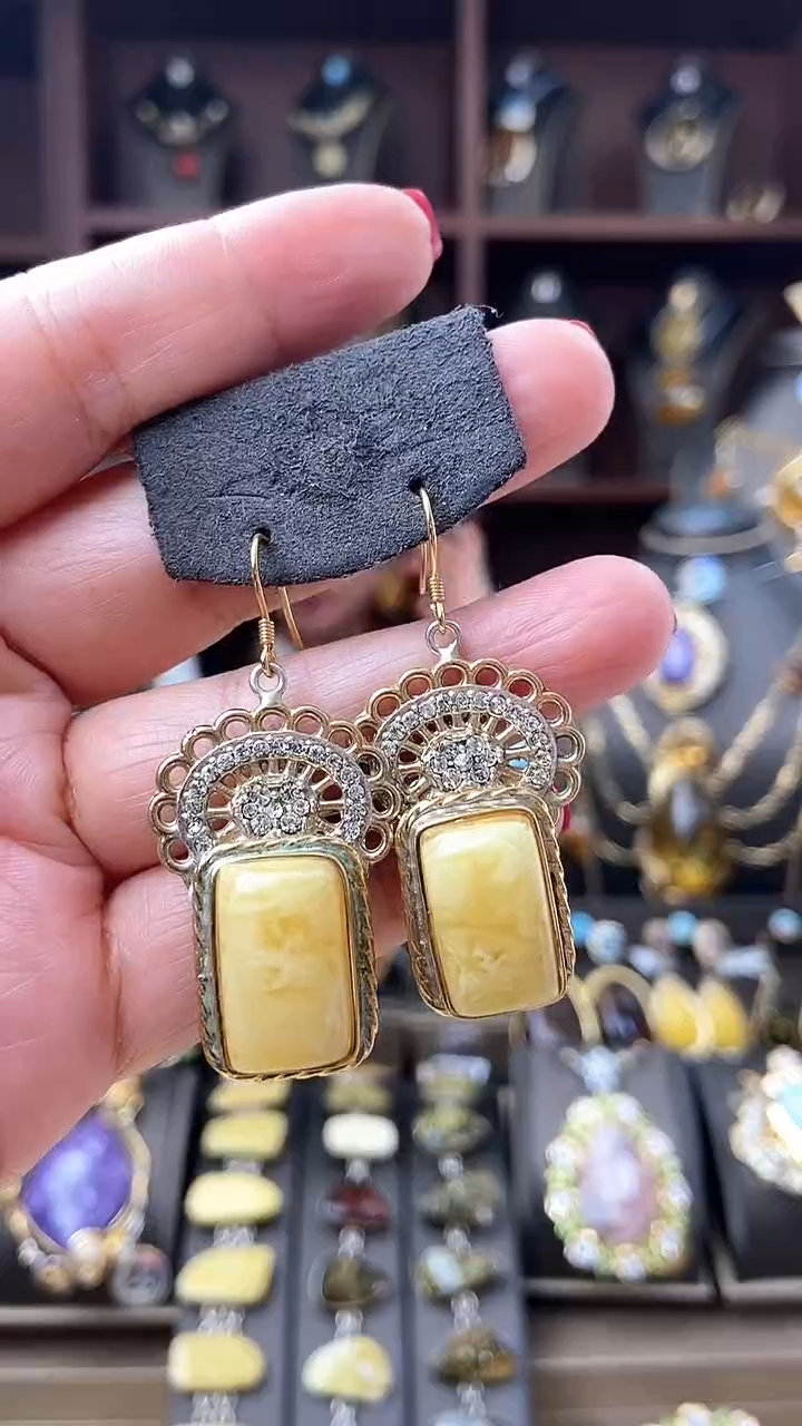 【闪购商品】琥珀耳饰未镶嵌耳环