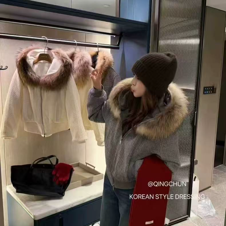 冬季狐狸毛领保暖外套8826