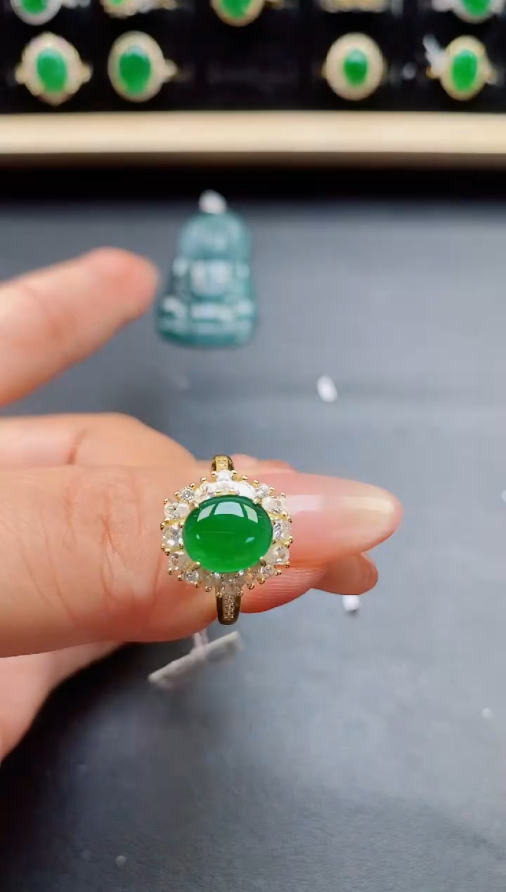翡翠戒指银S925镶嵌321321