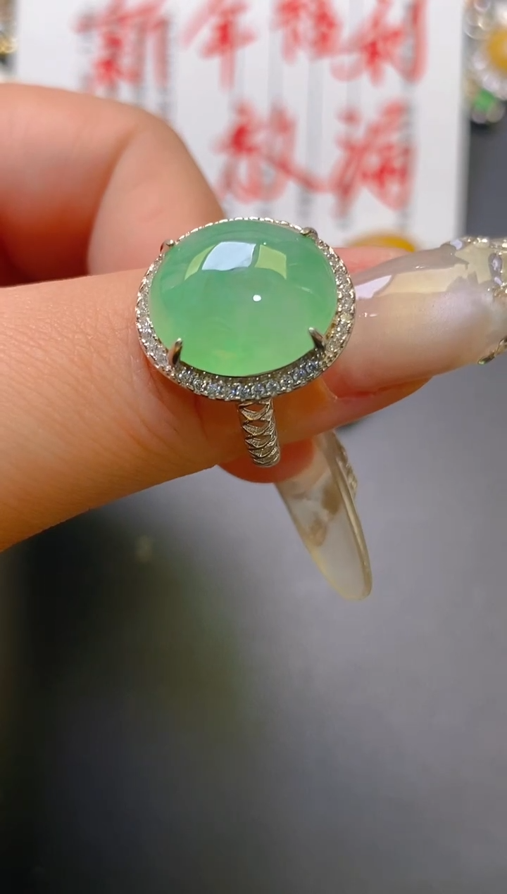 【闪购商品】翡翠耳饰银S925镶嵌天然A货翡翠1