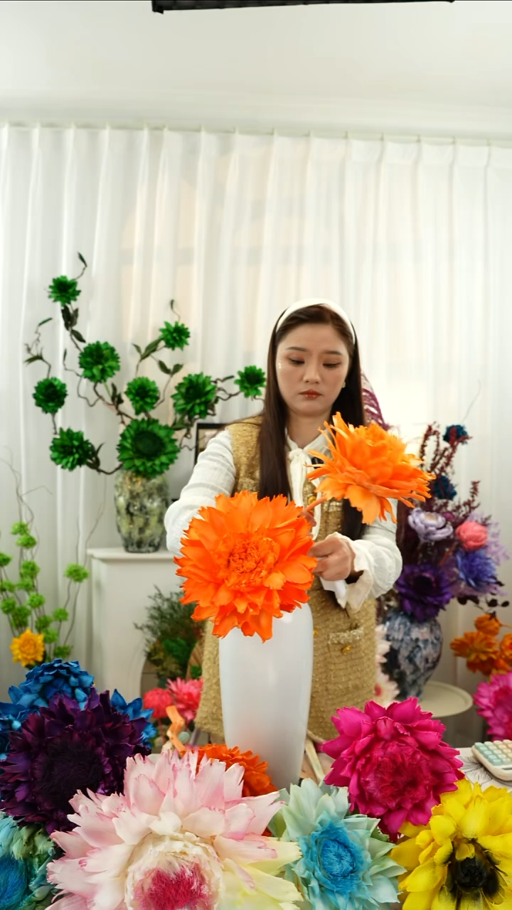 永生花 霸王花 2个头叶片有伤【爱马仕橙】A1