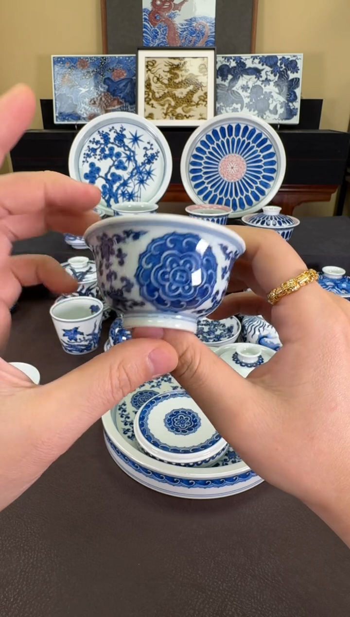 【闪购商品】瓷片羿器窑宝相花迷你小压手杯