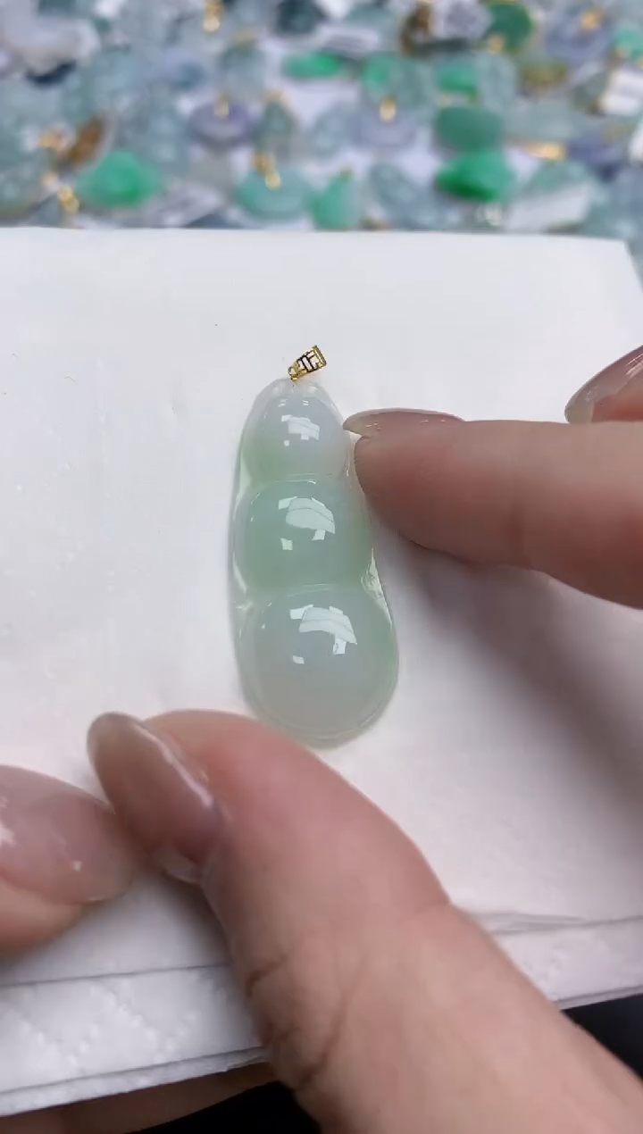 【闪购商品】翡翠颈饰18K金镶嵌天然缅甸翡翠A货