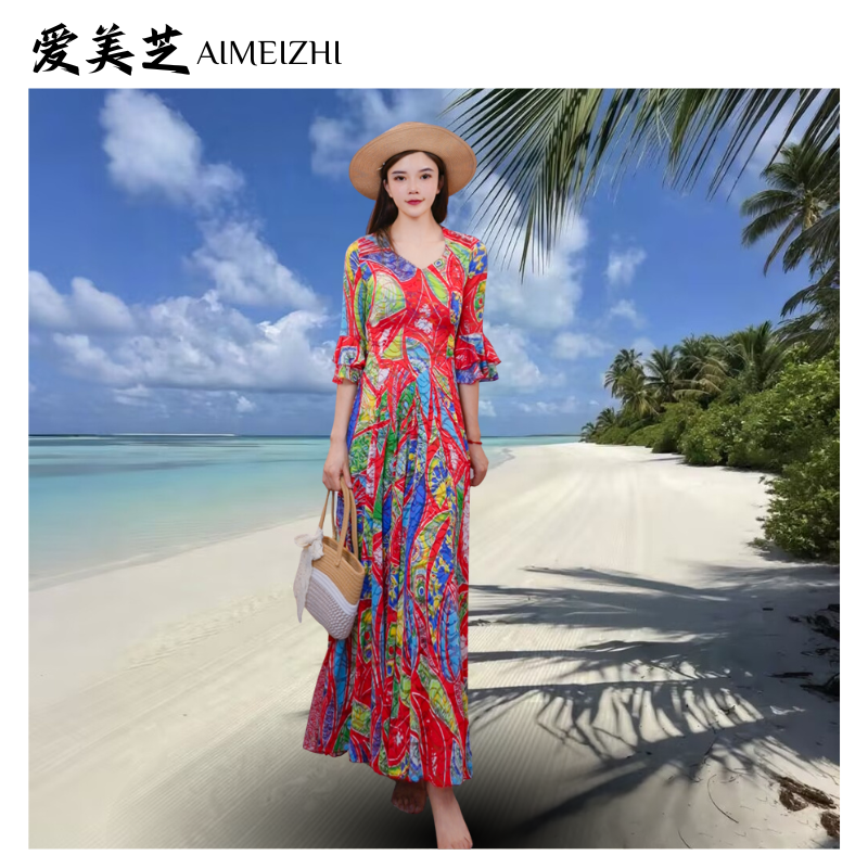 新款《流光溢彩》连衣裙舞蹈演出服时尚百搭气质优雅民族风720