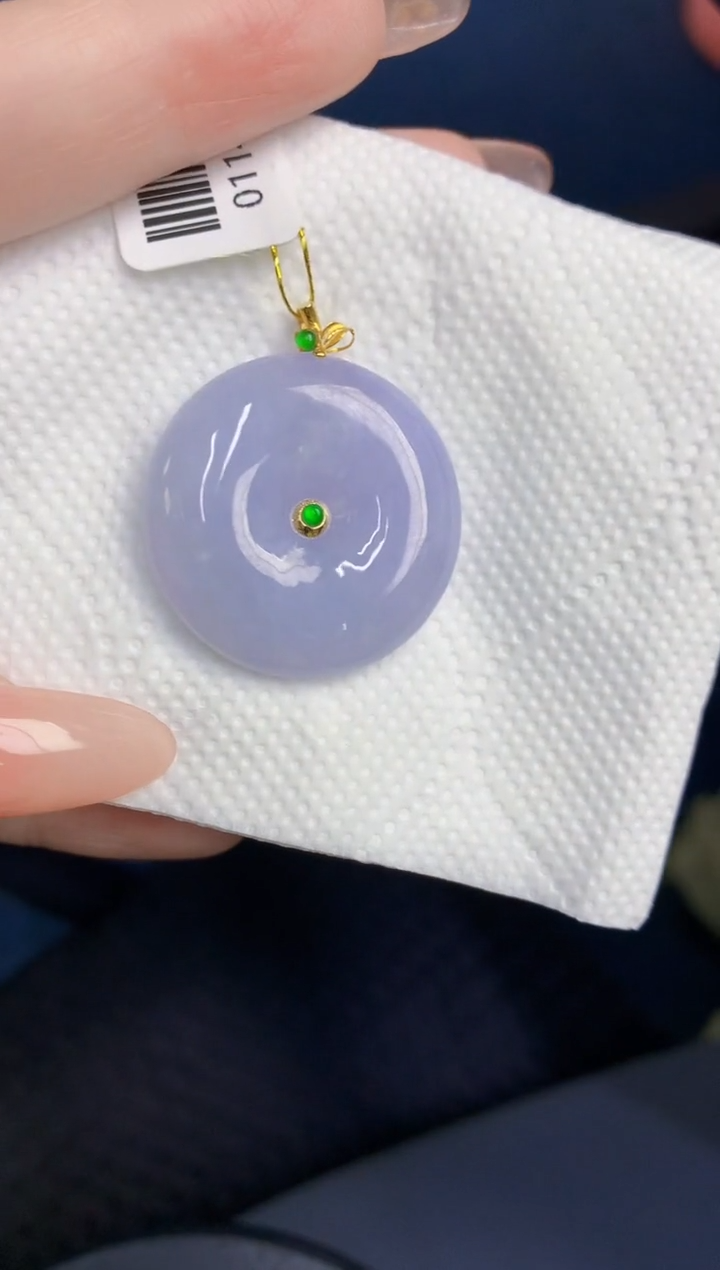 颈饰18K金镶嵌翡翠缅甸天然翡翠A货