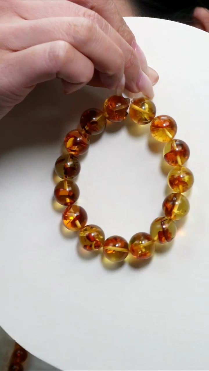 【闪购商品】琥珀手串未镶嵌俄罗斯花珀15MM+手串