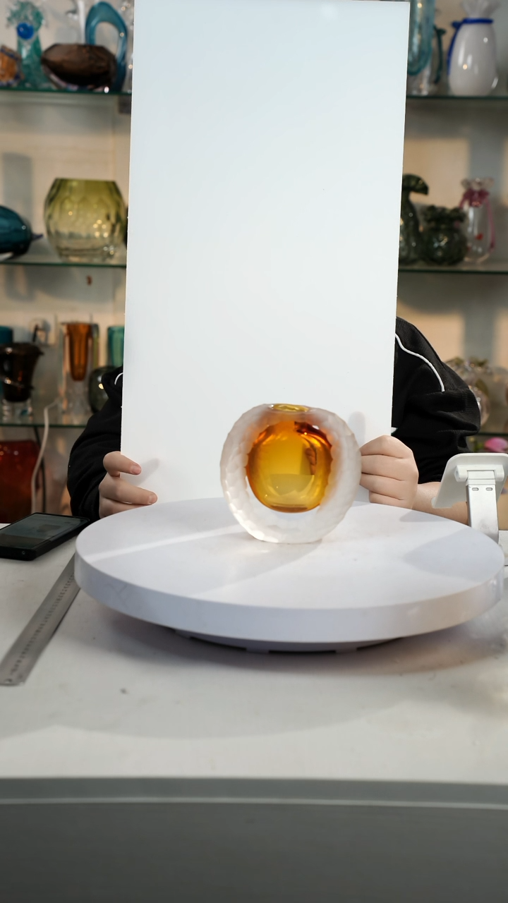 【闪购商品】琉璃【弘扬】高14轻奢琉璃花器正常手工痕迹