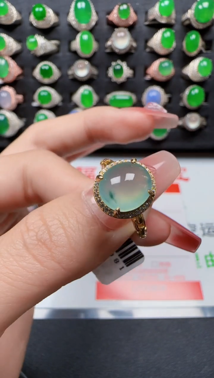 【闪购商品】翡翠戒指银S925镶嵌1345