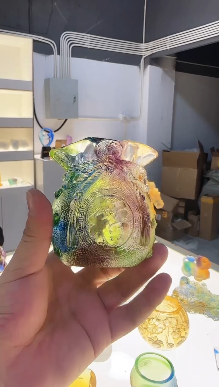 手工艺品琉璃财*姐多彩钱袋子