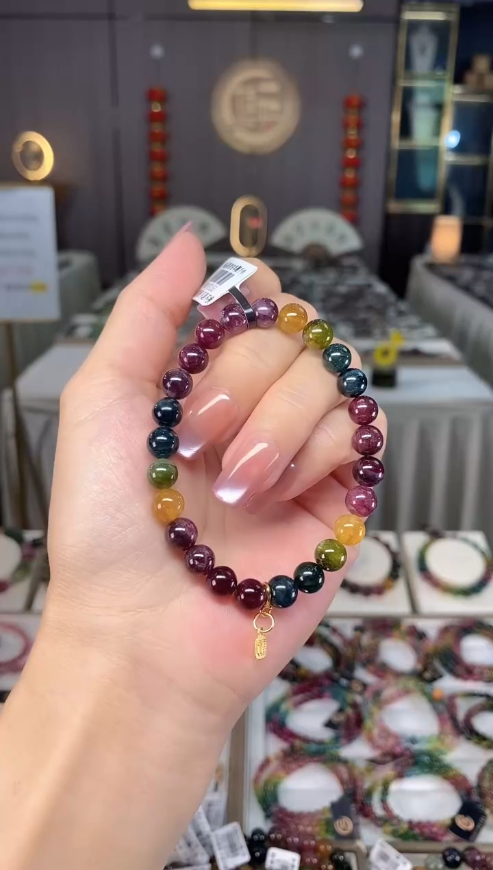 未镶嵌老矿碧玺彩虹单圈手串7mm+碧玺多样性发一条hon