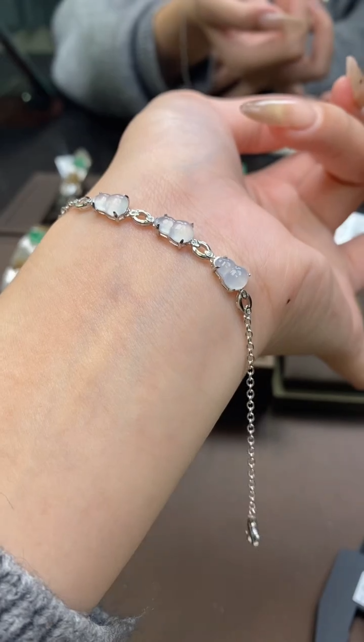 颈饰银S925镶嵌翡翠净货16653