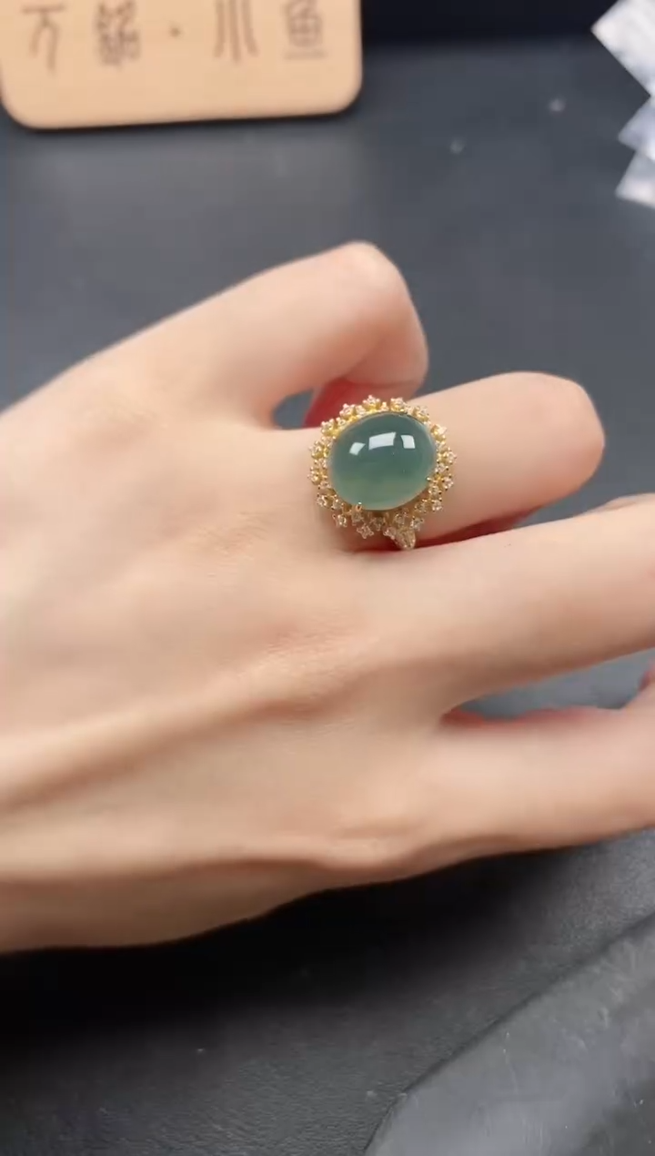 翡翠戒指银S925镶嵌51511