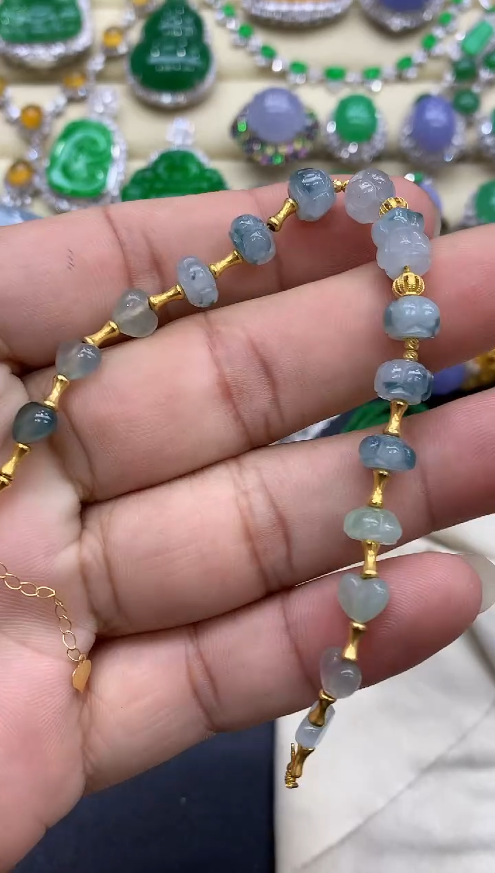 18K金镶嵌手链翡翠150-中国好珍宝