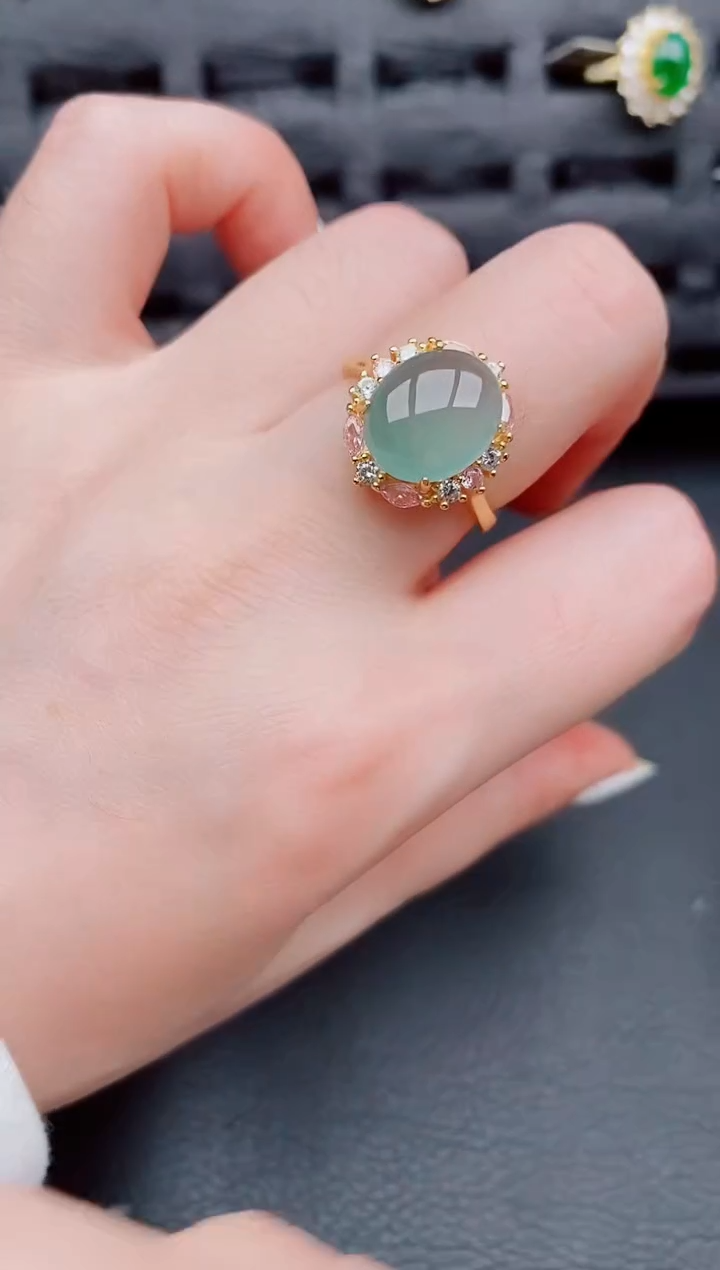 【闪购商品】翡翠戒指银S925镶嵌天然a货翡翠170