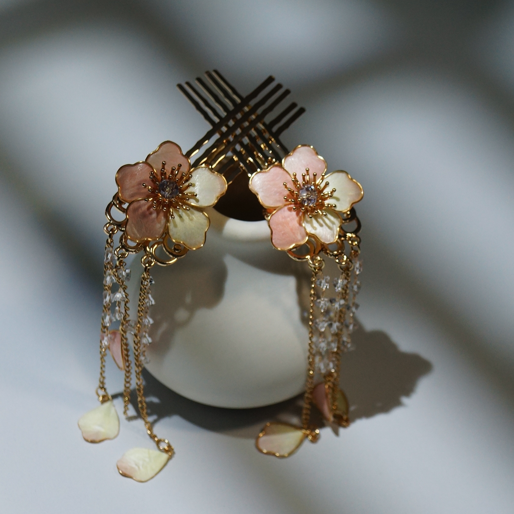 小师妹【涧秋】新款掐丝绒花流苏发钗簪娘手工超仙气非遗绒花