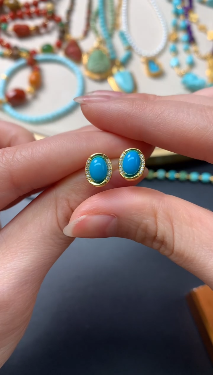 【闪购商品】绿松石耳饰银S925镶嵌Z133|299