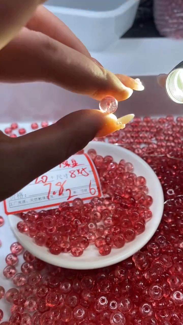 颈饰未镶嵌水晶W3197红碧玺算盘8MM*20颗