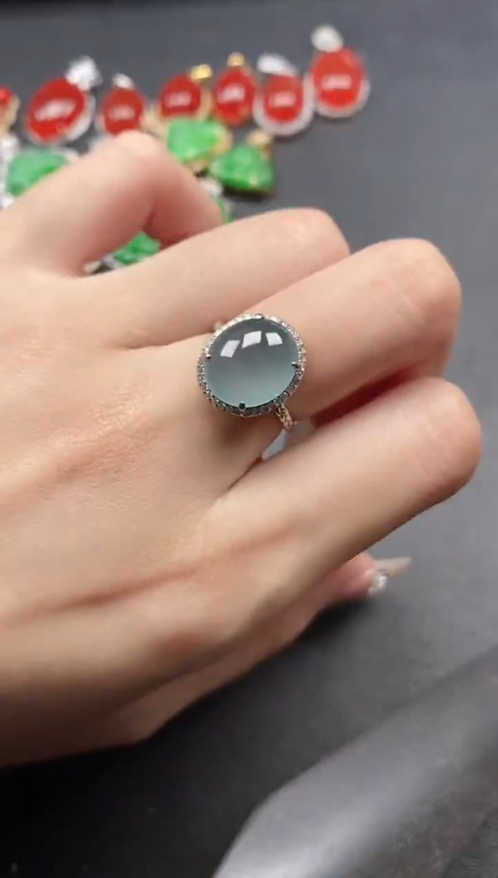 银S925镶嵌戒指翡翠51511