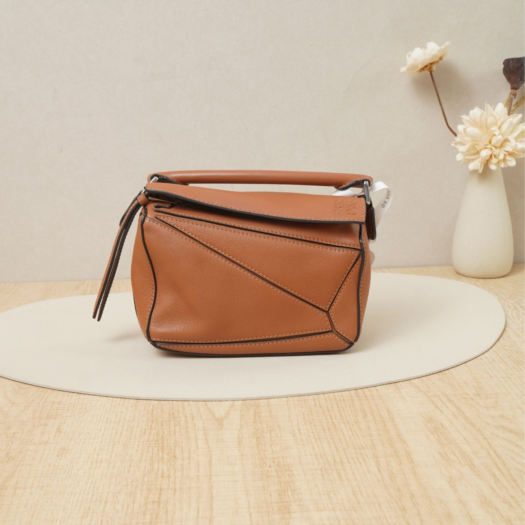 95新 LOEWE/罗意威 罗意威puzzle几何包mini棕色牛皮/DS042276