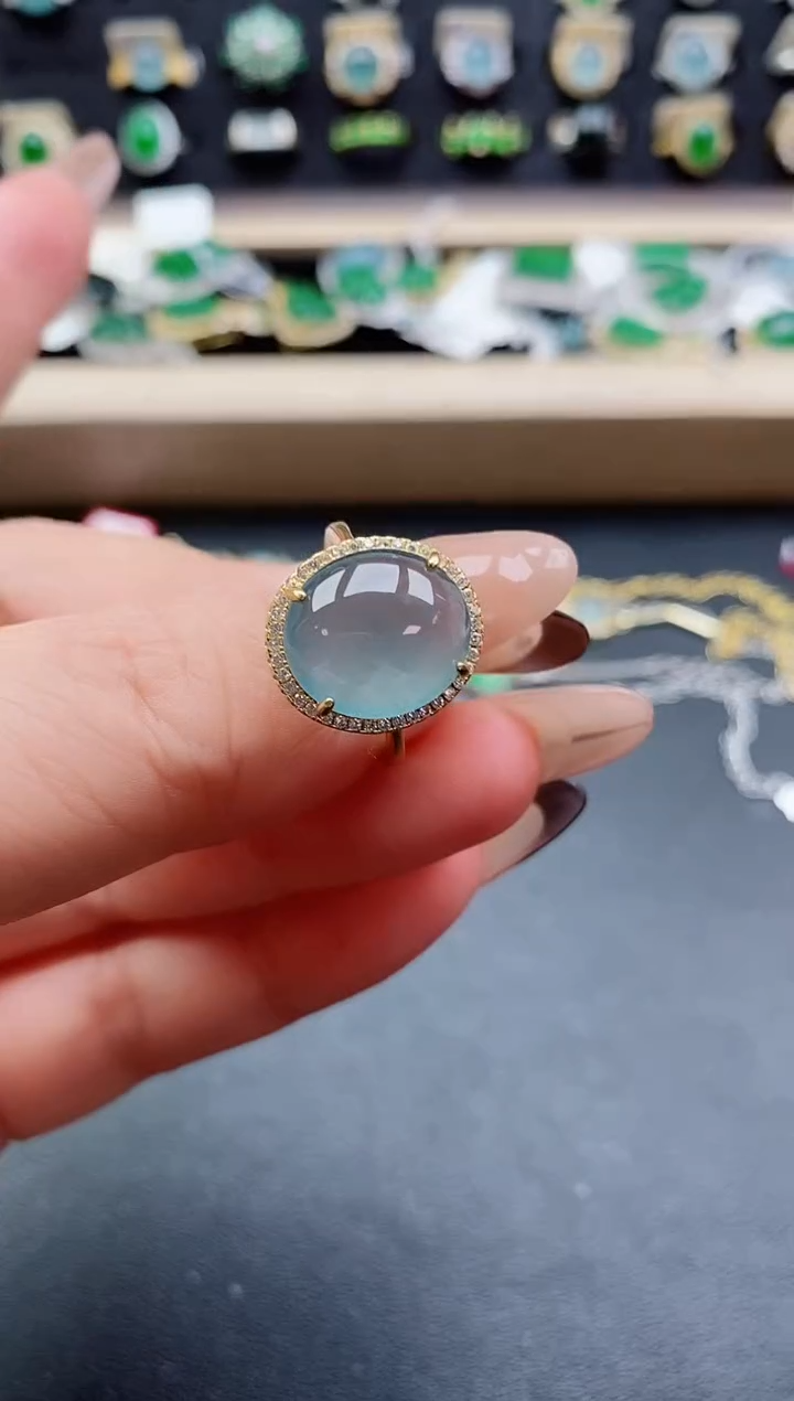 银S925镶嵌戒指翡翠1