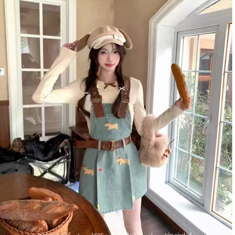 胖MM春季时尚百搭修身牛仔套装