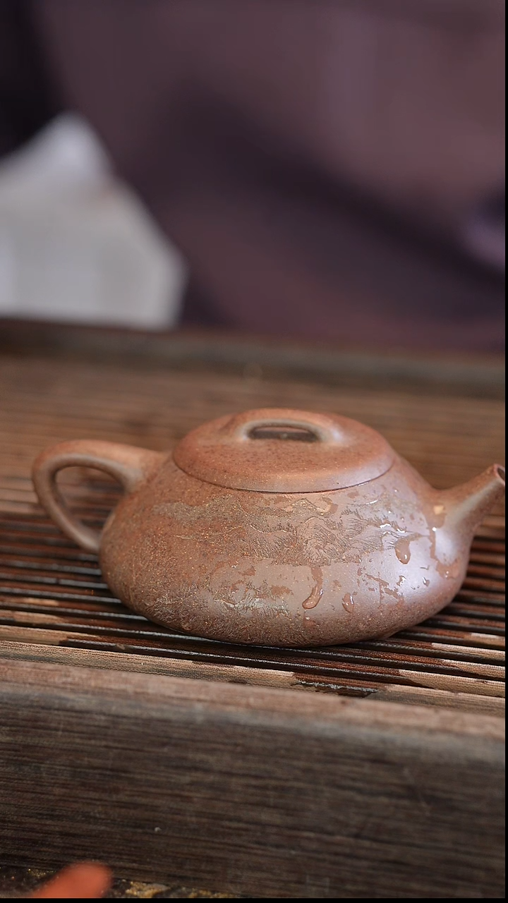 茶壶紫砂纳瓢 还原烧 半手工 雕刻 180cc
