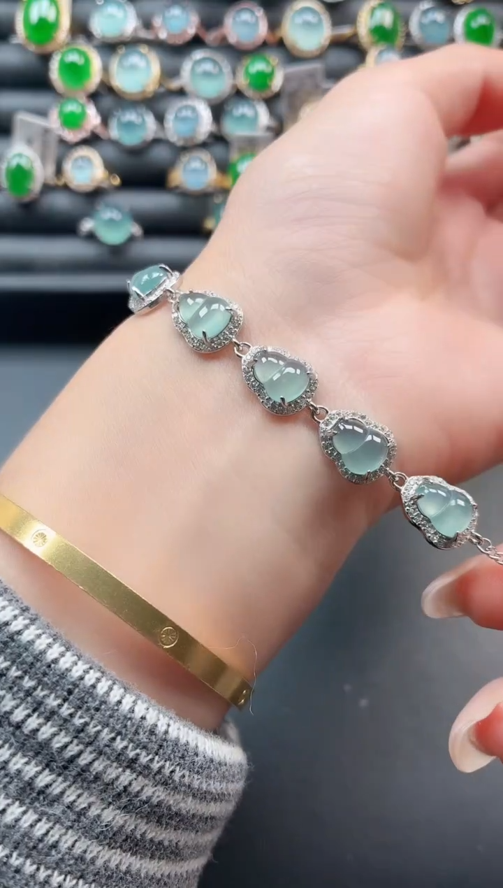 银S925镶嵌戒指翡翠1