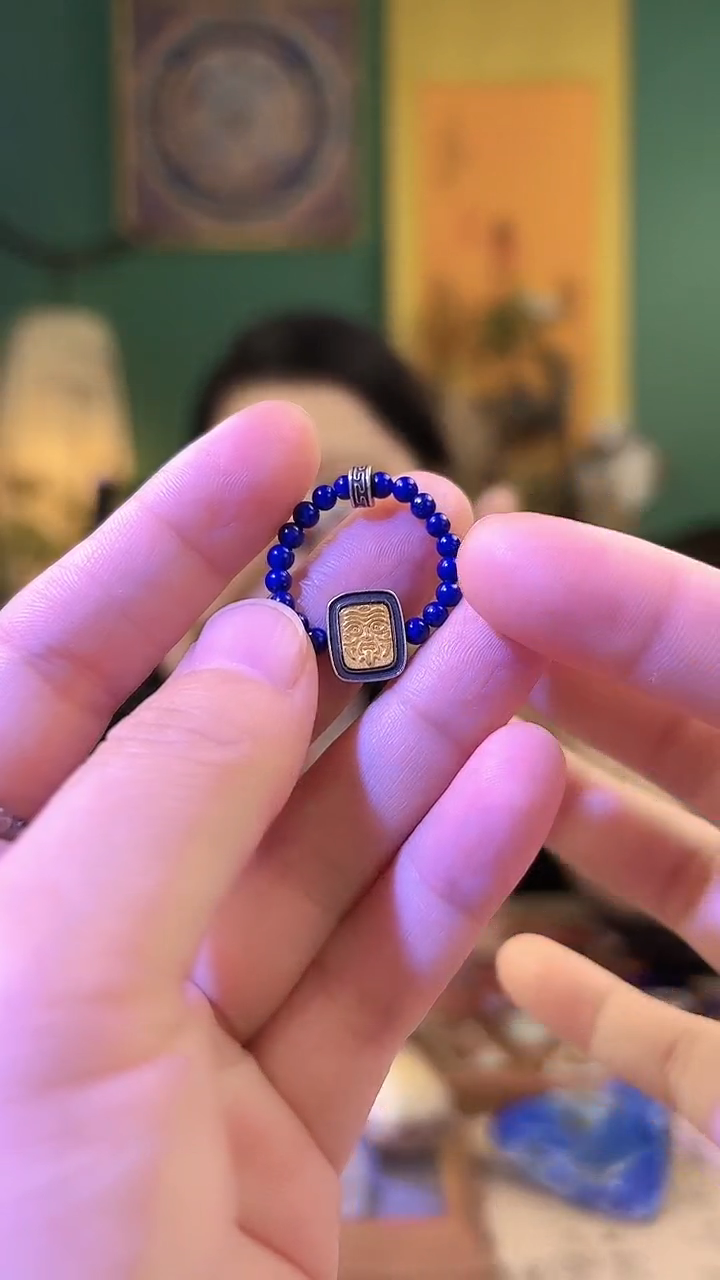 【闪购商品】青金石戒指银S925镶嵌青金石扎基拉姆戒指