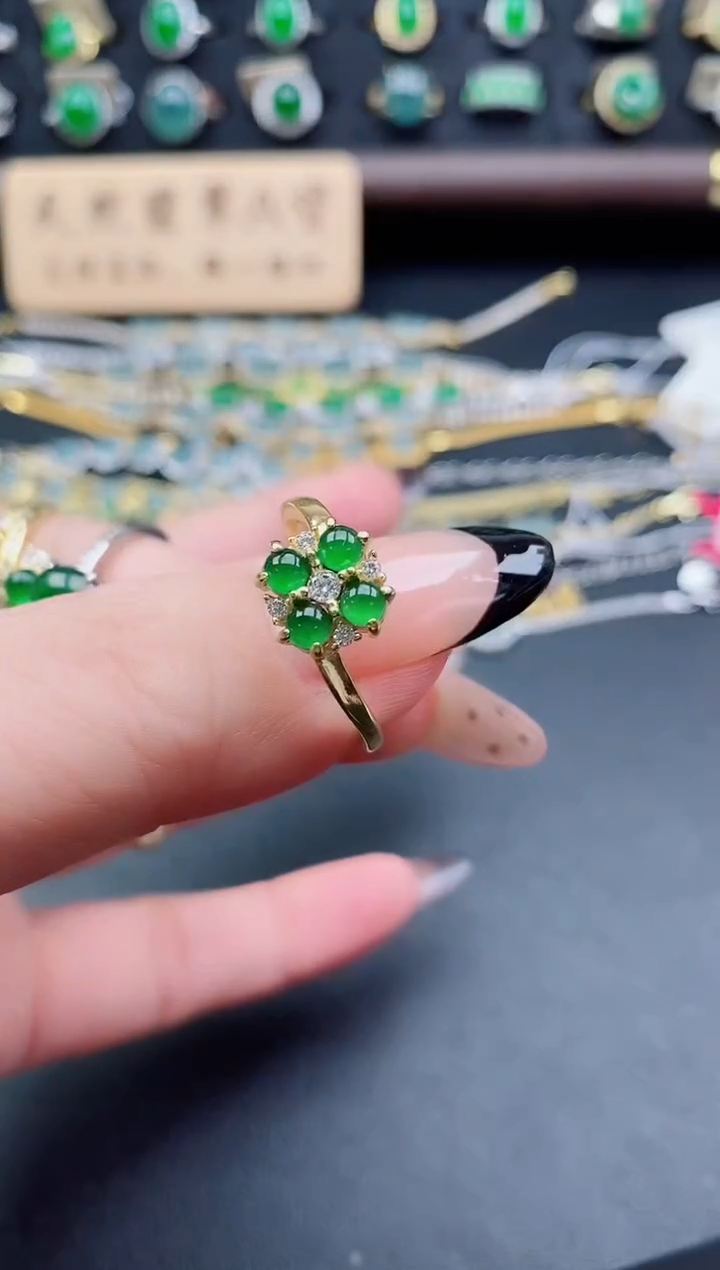 银S925镶嵌戒指翡翠1