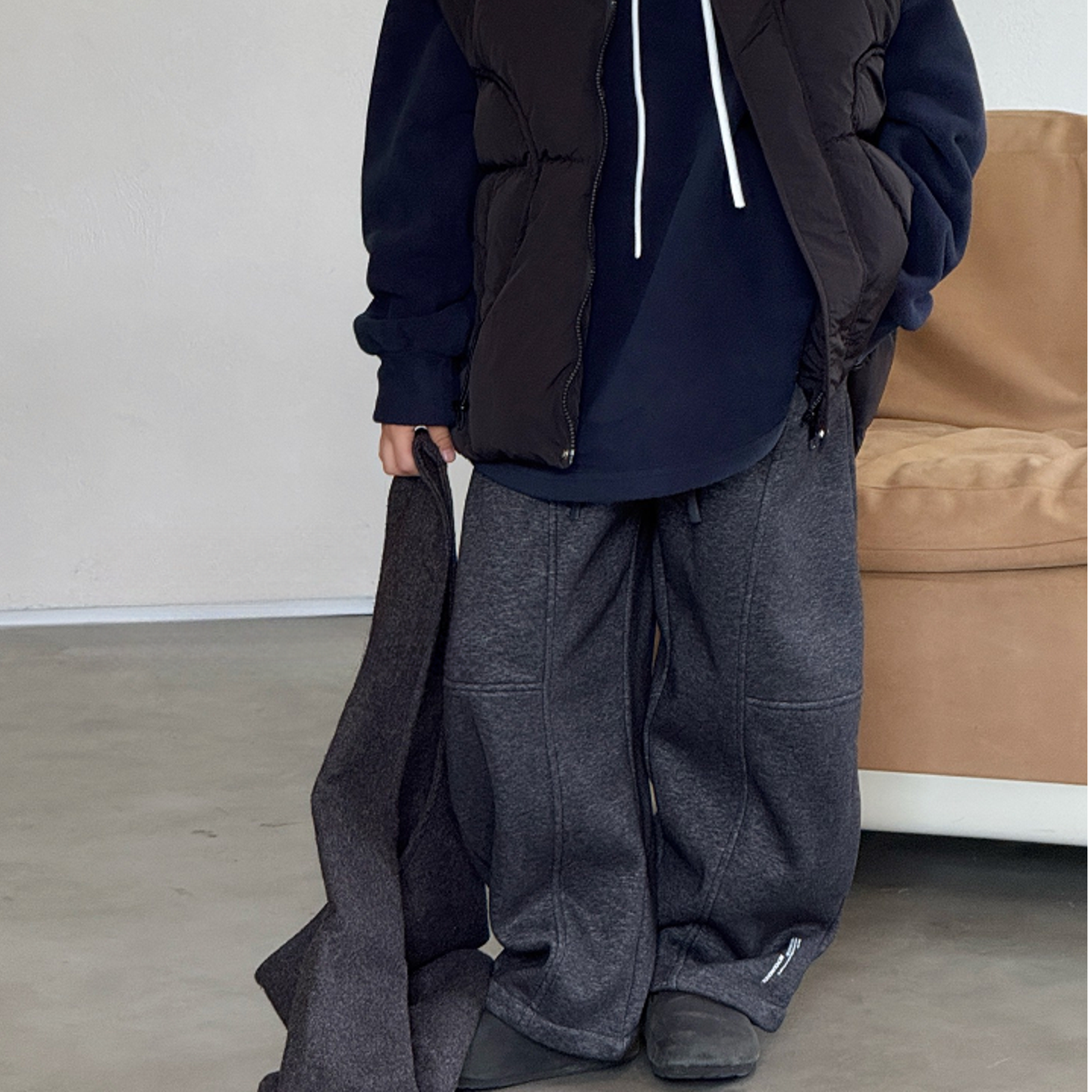 冬季秋冬儿童印花字母加绒卫裤中大童保暖