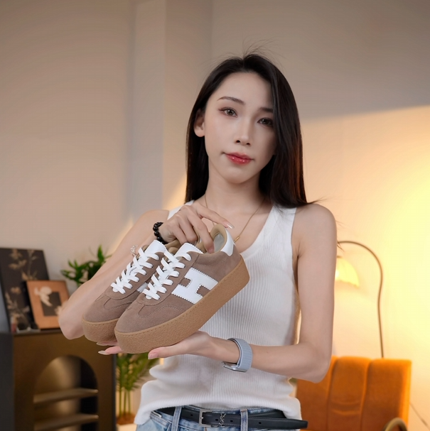 秋冬手工系带真皮时尚复古厚底百搭舒适平底德训鞋休闲运动鞋