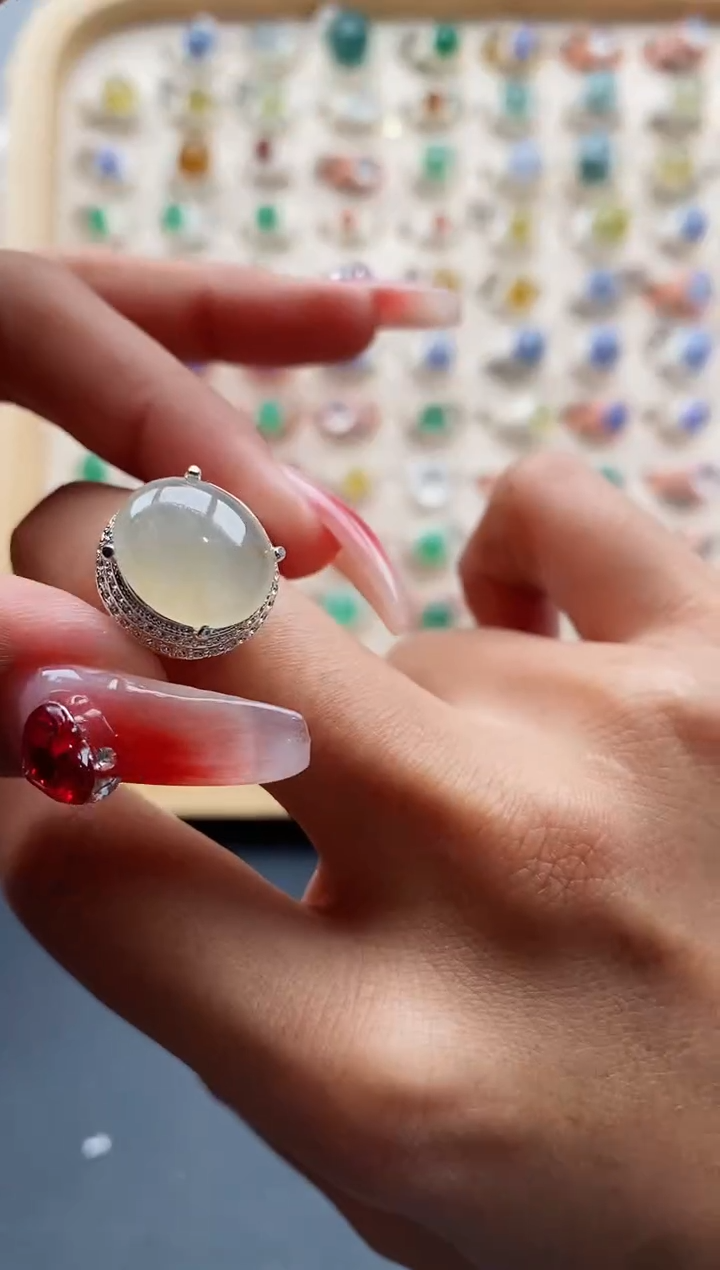 【闪购商品】翡翠戒指未镶嵌缅甸天然A货翡翠444  8-8