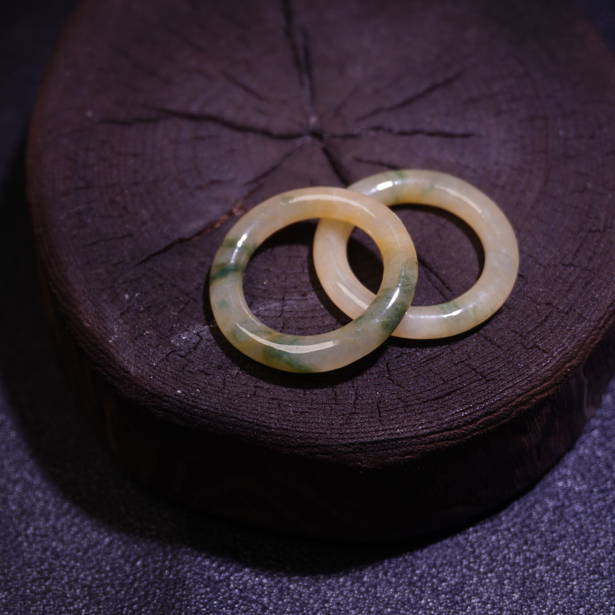 盛夏家｜老坑黄翡飘绿花精美古风戒圈｜圈口21一单一个女款