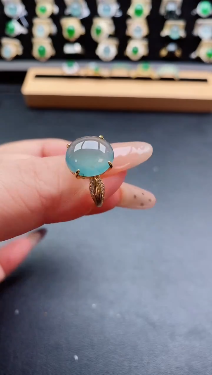 银S925镶嵌戒指翡翠1