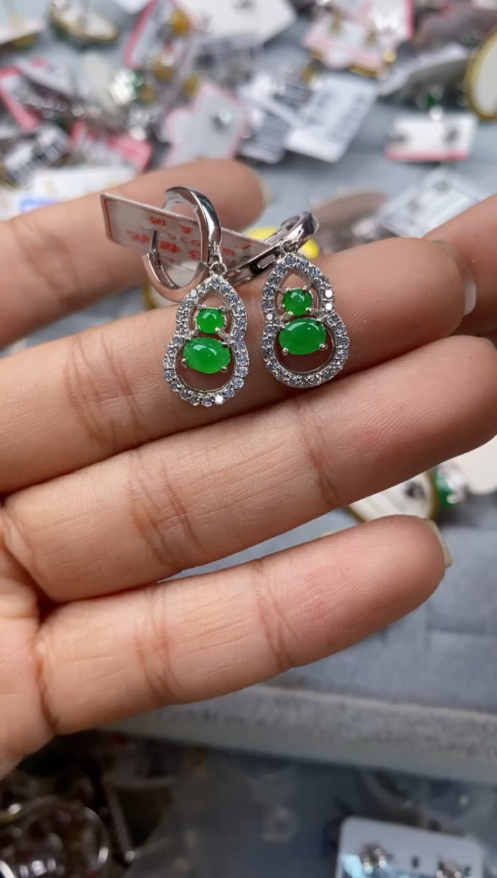 银S925镶嵌戒指翡翠555--5