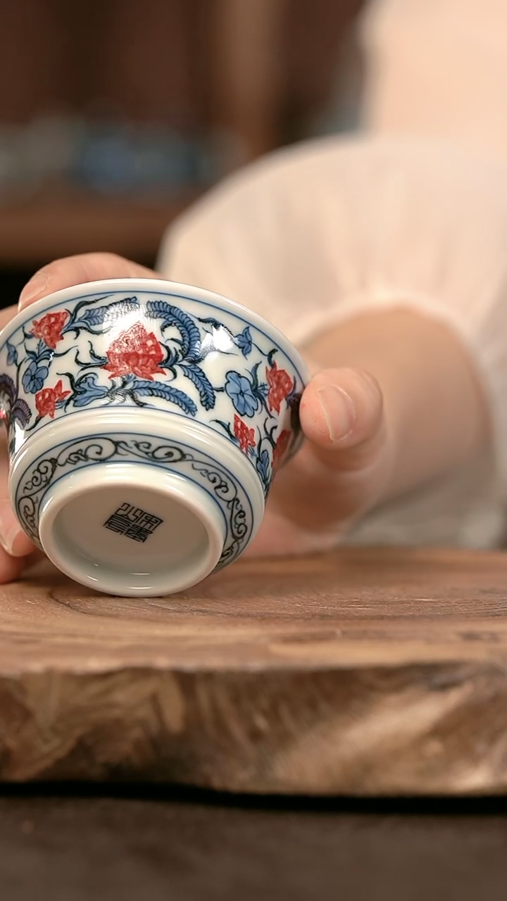 手绘高温现代瓷  气窑  好事发生马蹄杯90C