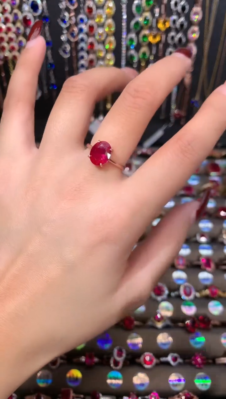 【闪购商品】红宝石戒指银S925镶嵌玫瑰金810