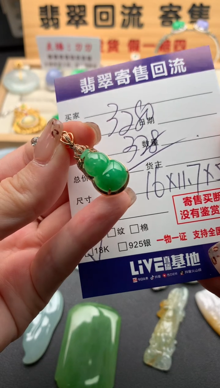 翡翠18K金镶嵌颈饰10128794