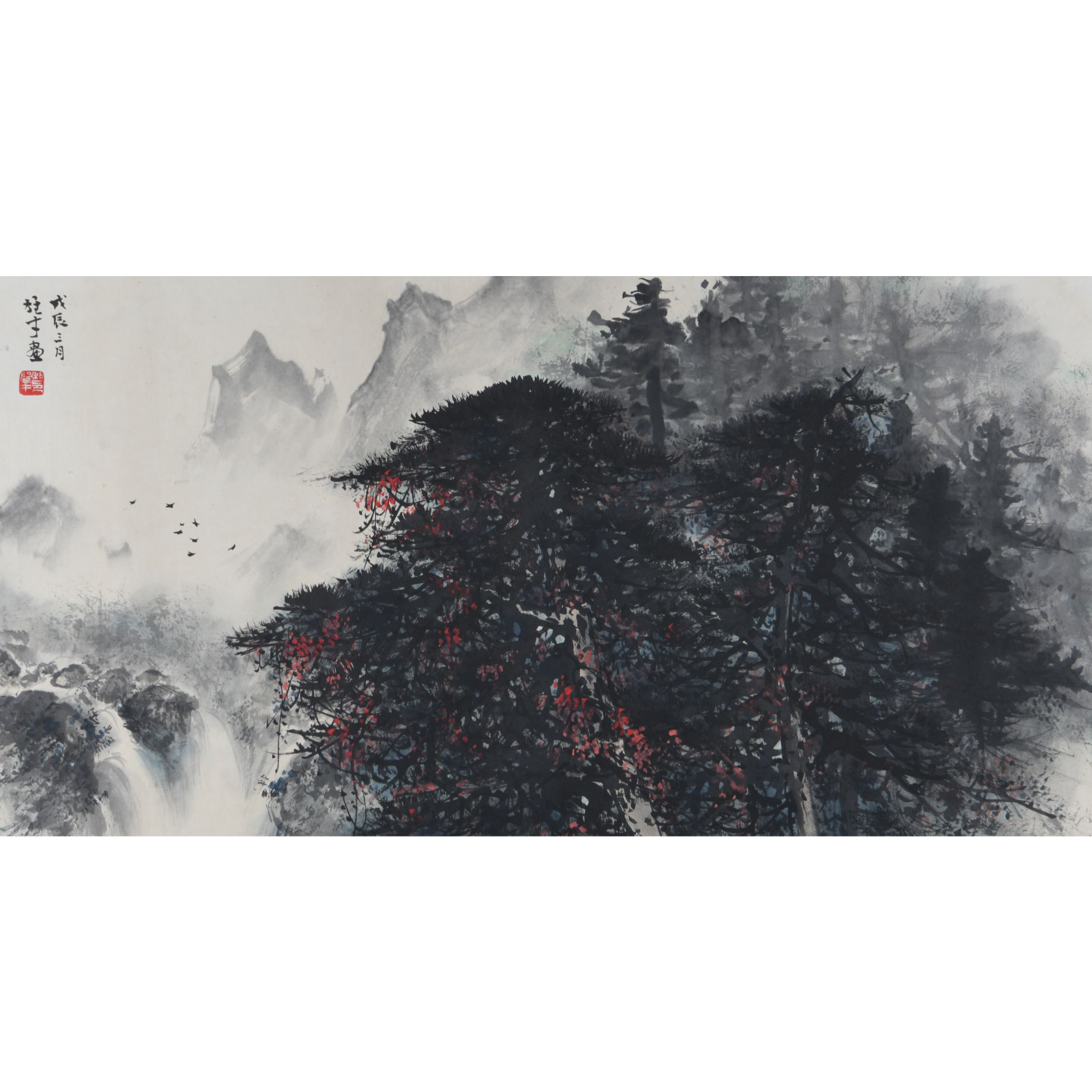 LOT.025黎雄才【山水】纸本镜片B0501-254预展手绘美术品