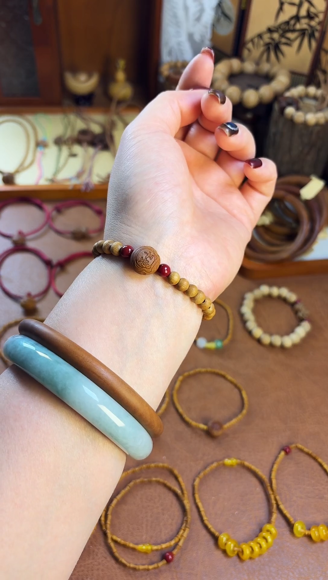 手串桃核古桃坊  桃木平安朱砂手链