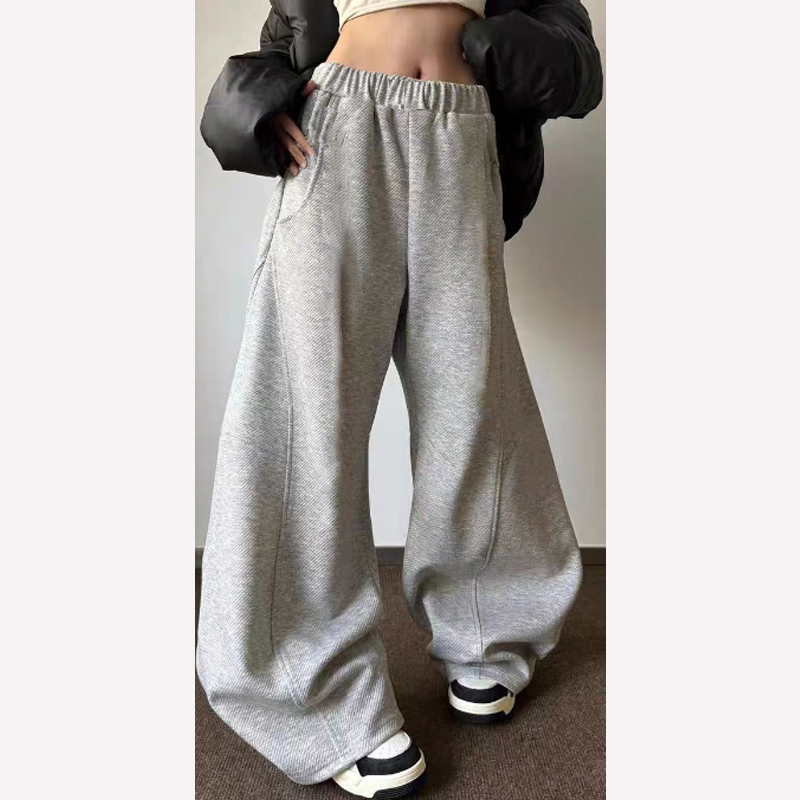 【男女同款】秋冬百搭显瘦阔腿裤卫裤男女厚款复古垂感港风休闲裤