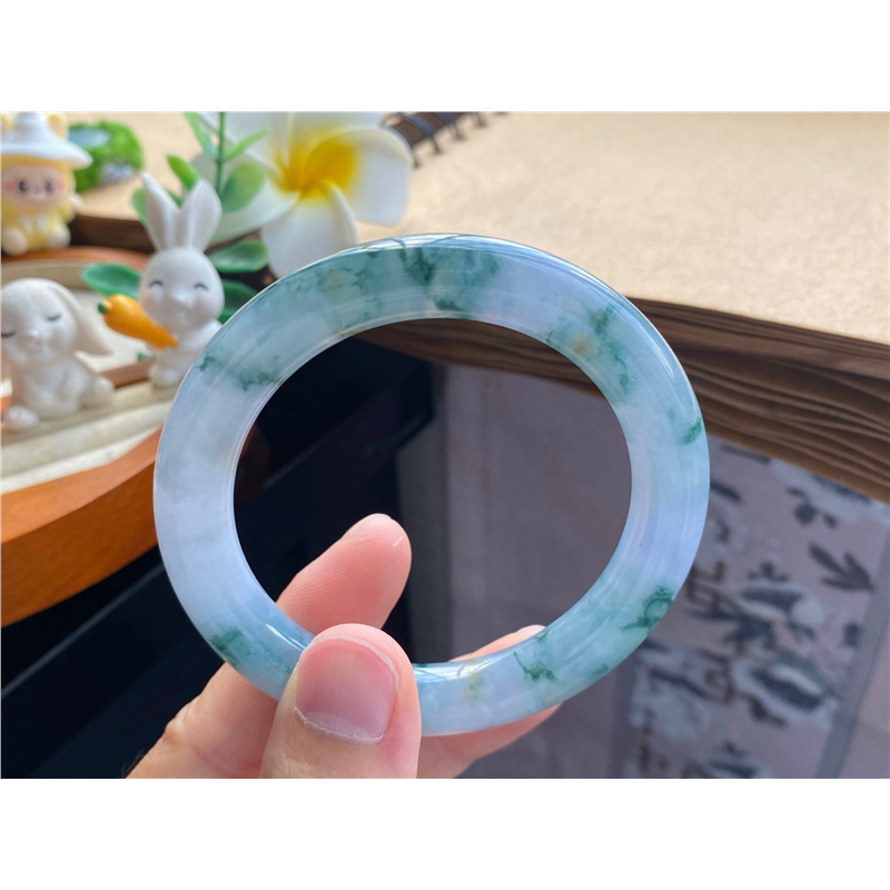 3.20批2076号手镯53.4-9.7 淡紫飘花圆条~莫奈油画系列美镯！