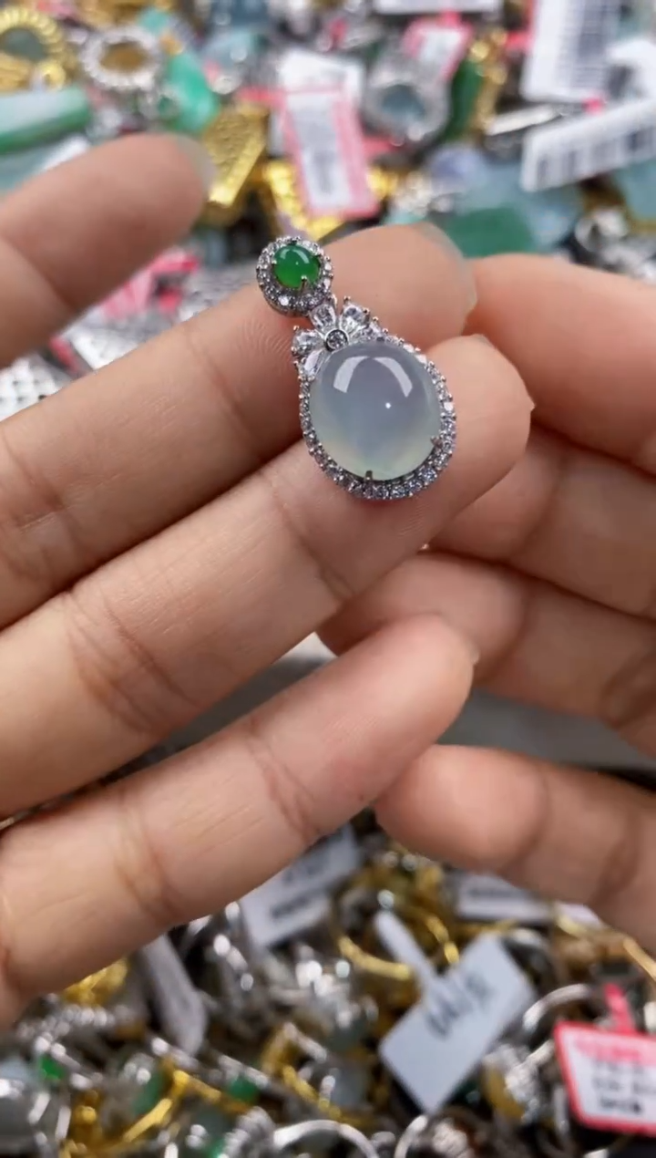 银S925镶嵌戒指翡翠222---8