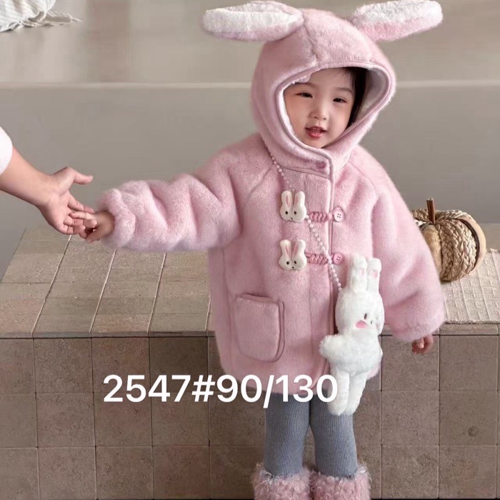 【MU&YAN高定】小童极简风大衣普通外套毛绒厚款拉链兔耳朵122507