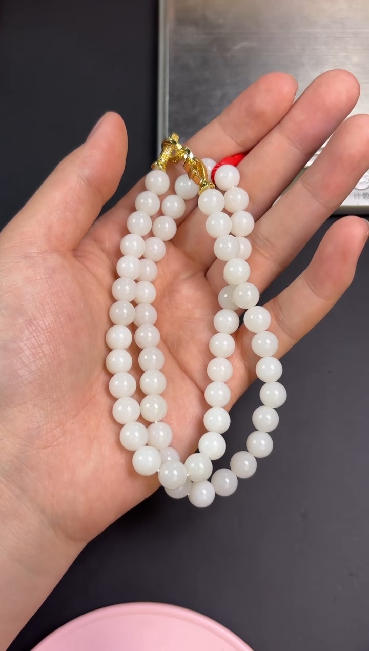 【闪购商品】和田玉项链未镶嵌且末微色差米达卡8妈妈链