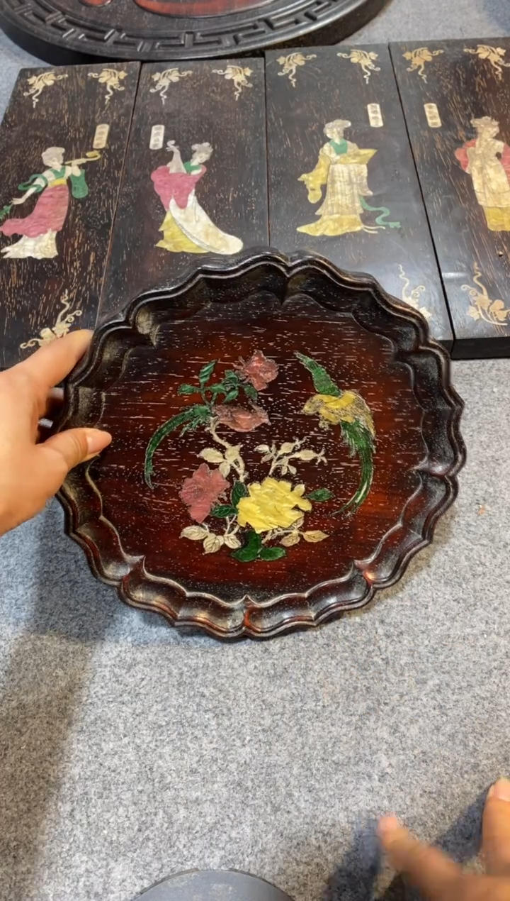 香榧木紫檀拆件雕刻板以直播间实物为准微瑕老物件