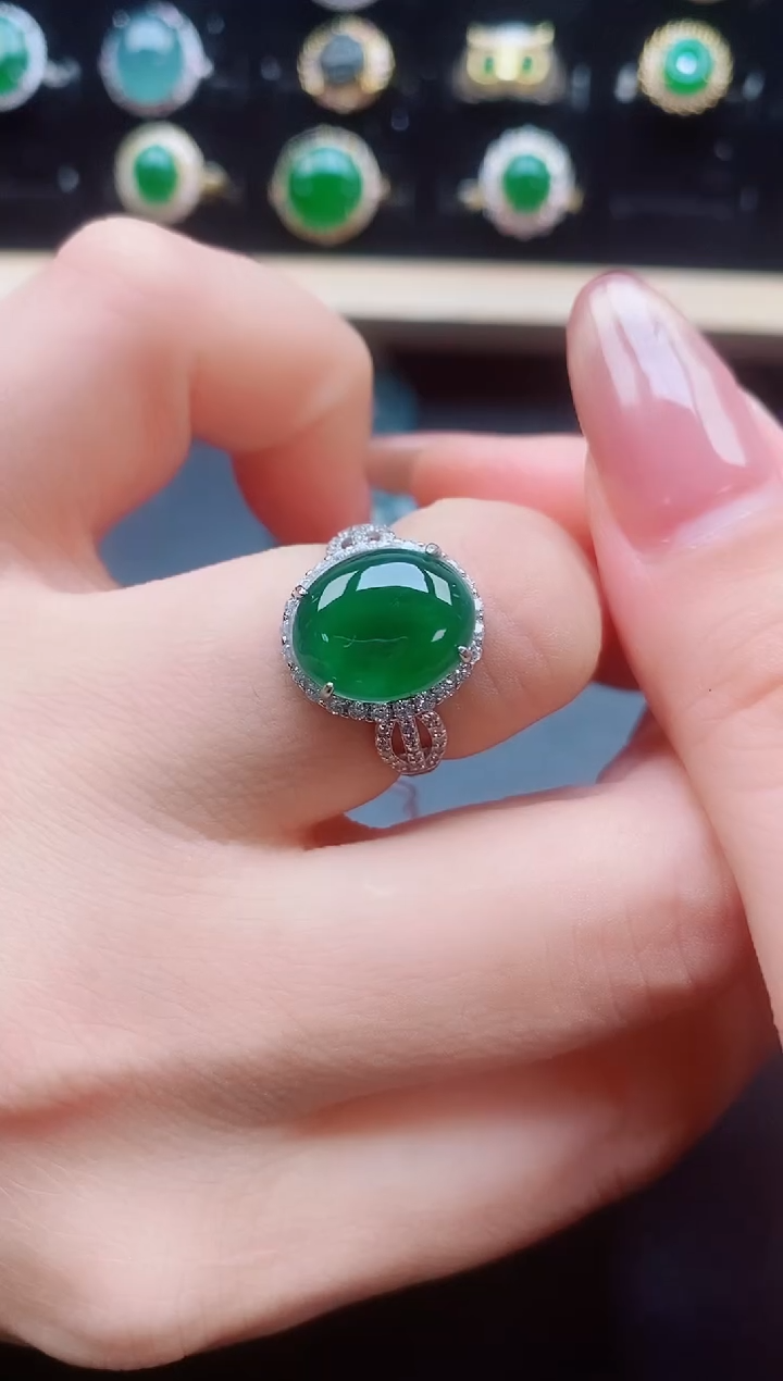 翡翠戒指银S925镶嵌321321